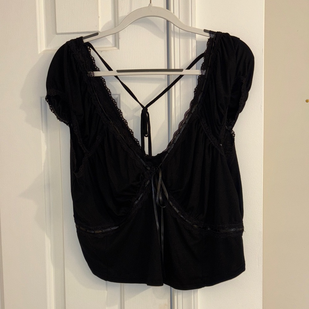 dELiA*s x Dolls Kill Elegant Black Lace Trimmed Women's Top